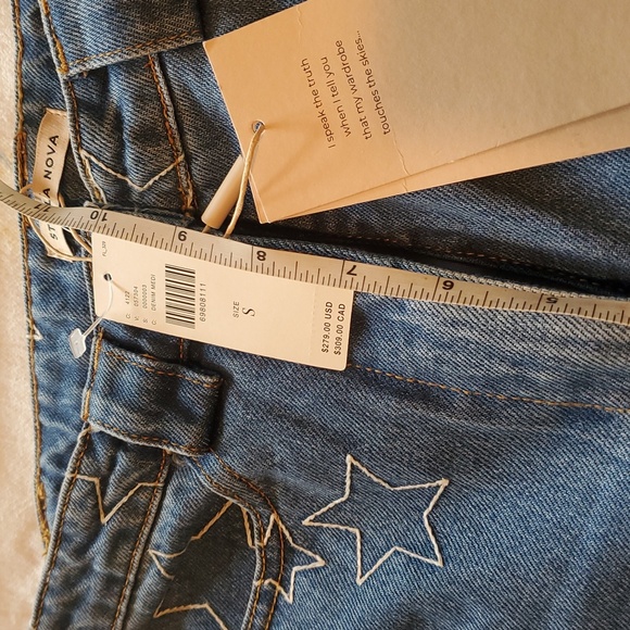 Stella Nova Cate Denim Stars Embroidered Sz. S Jeans NWT - Picture 10 of 12
